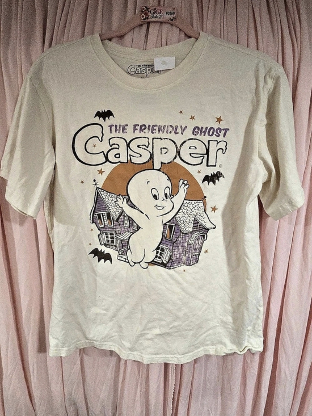 Hybrid Apparel Casper The Friendly Ghost Graphic Tee Graphic Tee in Cream Size